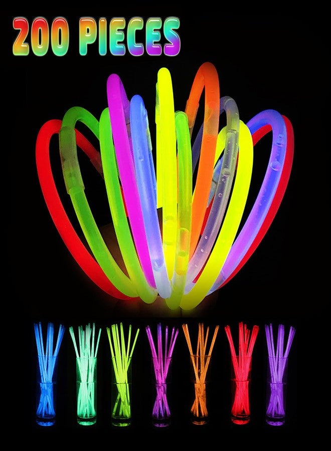 HONLYNE 200 Pcs Glow Sticks Bulk Party Pack, 8'' Glow in the Dark Party Supplies, Glow in the Dark Light Up Sticks with Connectors, Party Favors for Birthday, Concert, Raves, Halloween, Christmas - Image 5